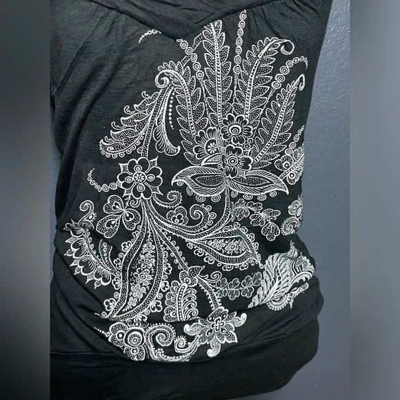 Cozy S&S Casual Lounge Wear Top-Straps Black sleeveless size medium blouse - Picture 4 of 10